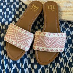 Haute Hippie Pink and White Woven Sandals